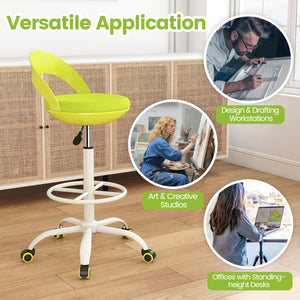 Drafting Stool Rolling Tall Desk Chair with Wheels-Green view 9