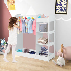 Kids Dress Up Storage with Mirror-White view 3
