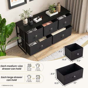 Dresser Storage Tower with 5 Foldable Cloth Storage Cubes-Black view 6