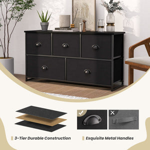Dresser Storage Tower with 5 Foldable Cloth Storage Cubes-Black view 7