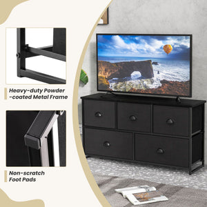 Dresser Storage Tower with 5 Foldable Cloth Storage Cubes-Black view 8