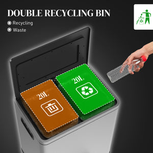 2x5.3 gal (2x20 L) Garbage Bin, Stainless Steel Garbage Can with Soft-Close Lid and Removable Inner – view 10
