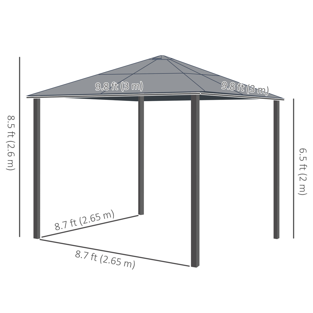 10 x 10 ft Hard Top Gazebo Canopy, Outdoor Patio Shelter with Heavy-Duty Metal Frame, Sun Shade with Curtains and Waterproof Roof for Backyard, Beige Coffee