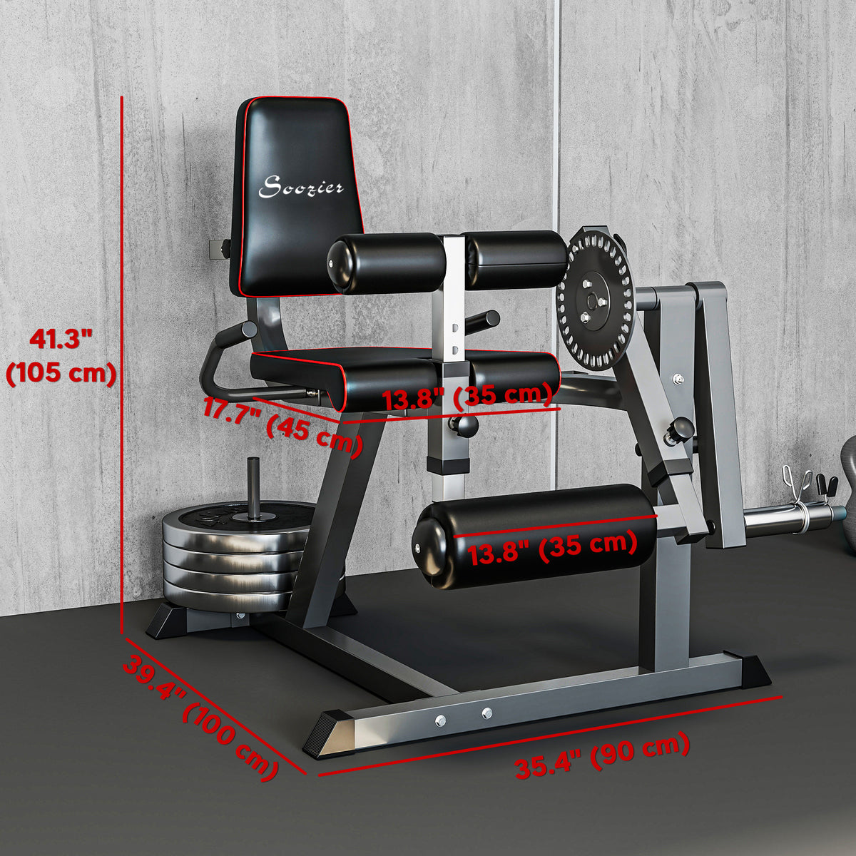 Soozier Leg Extension Machine Adjustable Leg Extension and Curl Machine with Plate Loaded for Leg Extension