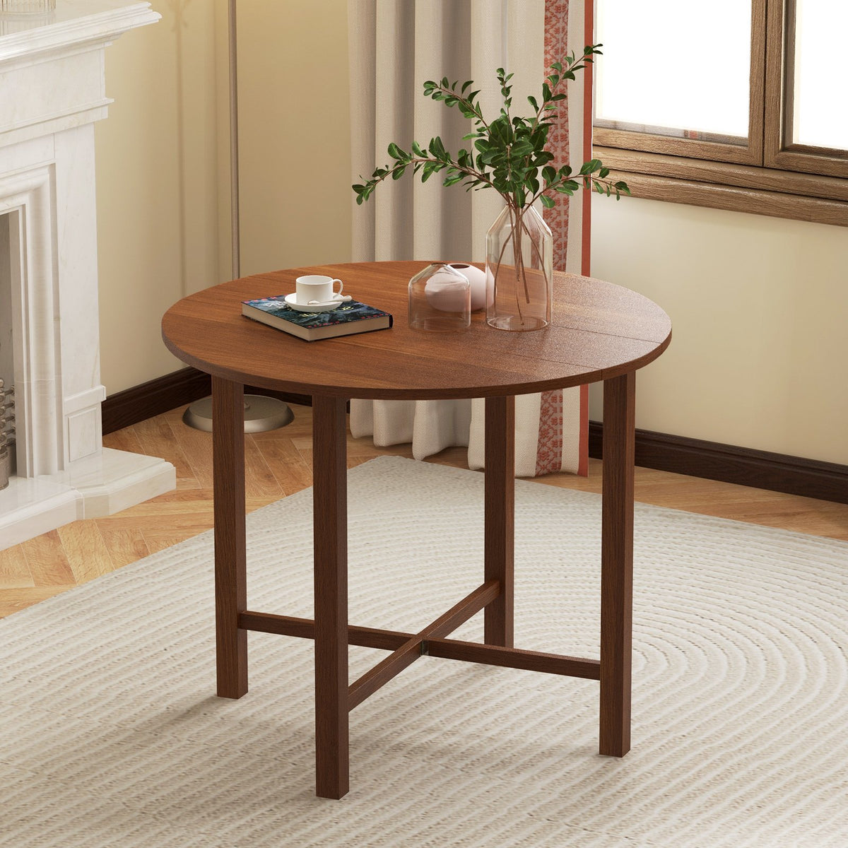 Dual Drop Leaf Dining Table for Small Spaces-Walnut view 2