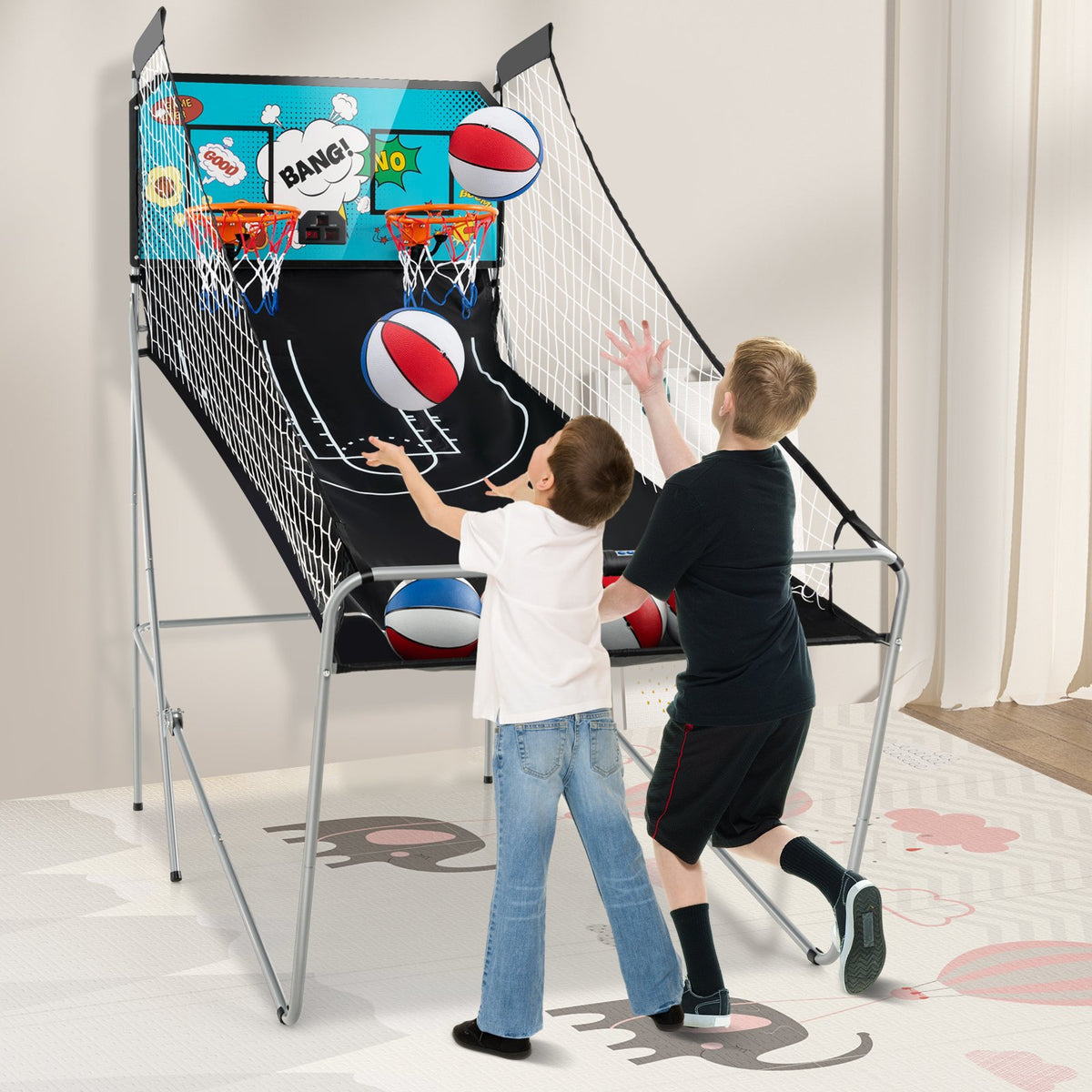 Dual Shot Basketball Arcade Game with 8 Game Modes and 4 Balls-Green view 2