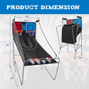 Dual Shot Basketball Arcade Game with 8 Game Modes and 4 Balls-Red view 5