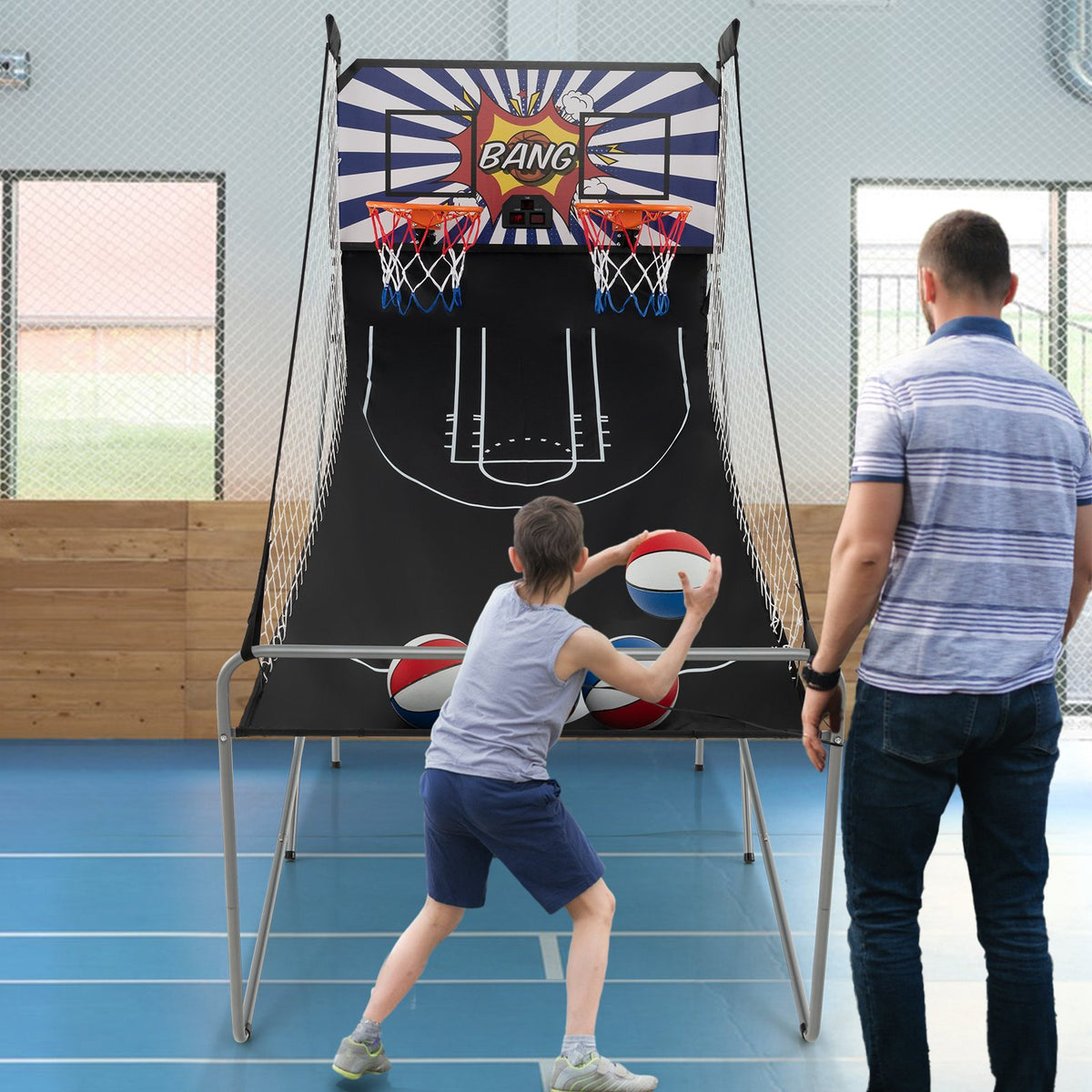 Dual Shot Basketball Arcade Game with 8 Game Modes and 4 Balls-White view 2