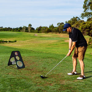 Dual-Sided Golf Chipping Net Triple Target Training System with 5 Target Holes view 2