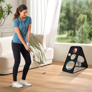 Dual-Sided Golf Chipping Net Triple Target Training System with 5 Target Holes view 3
