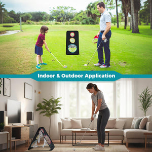 Dual-Sided Golf Chipping Net Triple Target Training System with 5 Target Holes view 6