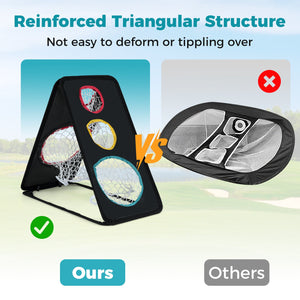 Dual-Sided Golf Chipping Net Triple Target Training System with 5 Target Holes view 9