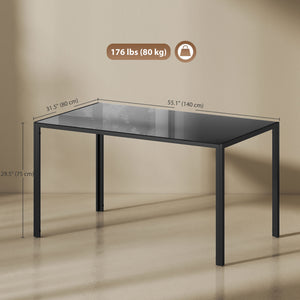 Rectangular Kitchen Table for 4 People, Dining Table with Tabletop Tempered Glass for Dining Room – view 9