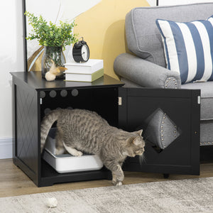 Cat Litter Box Enclosure End Table, Indoor Cat Washroom with Magnetic Door – view 7