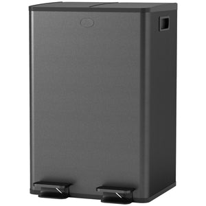 Garbage Bin, Soft-Close Trash Can with Foot Pedal, 2x7.4 Gal (2x28 L) Garbage Can with Removable Inner Buckets, SBlack