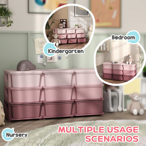 Qaba 3 Tier Kids Toy Organizer and Storage Bins with 6 Plastic Drawers