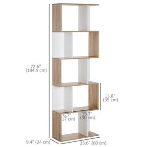 5-Tier Geometric Bookcase Display Shelf Storage Shelf Modern Room Divider Living Room Home Office Furniture, White
