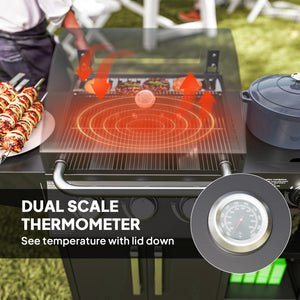 3 Burner Gas Grill with Side Burner, 9.5 KW Propane BBQ Grill, Cabinet Style with Shelves, Wheels, Instant Ignition