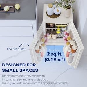 2.5 Cu.Ft Mini Fridge, Single Door Compact Refrigerator with Freezer, Adjustable Thermostat, Reversible Door, White