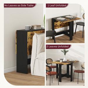Drop Leaf Dining Table Wood Folding Table Multi-Use Side Table Dining Desk Space Saving Table, White/Oak