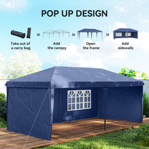 10' x 20' Outdoor Pop Up Canopy Tent Party Tent Instant Shelter W/ Carrying Bag, Blue – view 3