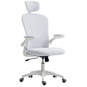Office Chair, Mesh Computer Desk Chair with Adjustable Headrest, 4D Lumbar Support, Flip-up Arm, Grey – view 15