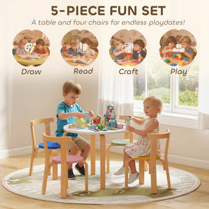 Qaba Wooden Kids Table and Chairs Set, Toddler Table and Chairs Set for 3-8 Years