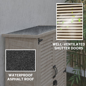 30" x 20" x 47" Wooden Garden Shed, Outdoor Storage Shed with Waterproof Asphalt Roof, Shelves, Natural