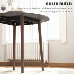 Folding Dining Table, Round Drop Leaf Kitchen Table for Small Spaces with Wood Legs, Oak – view 19