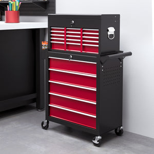 14 Drawer Rolling Tool Chest, Lockable Tool Storage Cabinet with Detachable Top Toolbox, Protective Liner – view 14