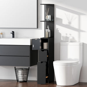 Tall Bathroom Storage Cabinet, Narrow Bathroom Cabinet with Drawers and Open Shelves for Small Spaces – view 15