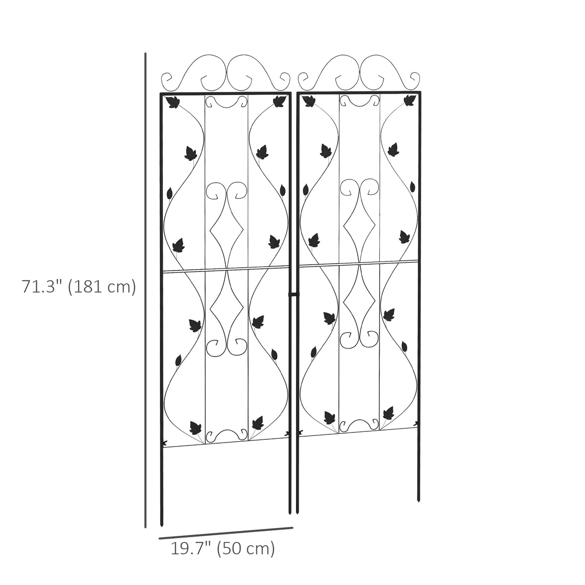 Metal Trellis Set of 2, Garden Trellis for Climbing Plant Support Frames, Leaf Design