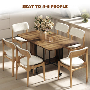 Folding Dining Table, Extendable Kitchen Table for Small Spaces with Storage Shelf and 6 Wheels – view 11