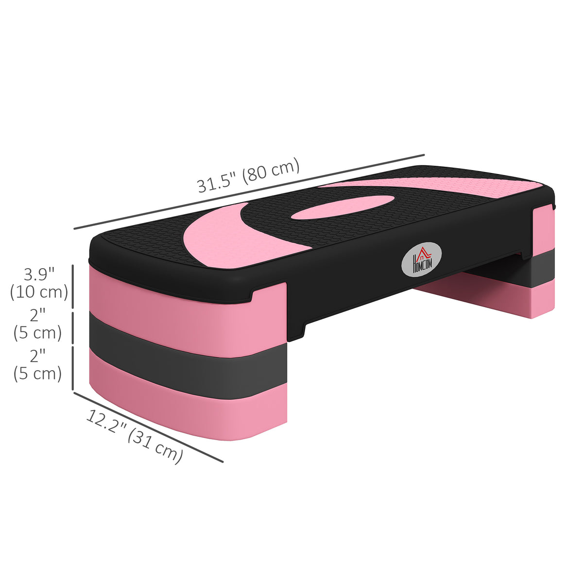 Soozier Adjustable Aerobic Stepper, Exercise Step Platform, Step Exercise Trainer, Workout Fitness Yoga Risers, 4"-6"-8", Pink