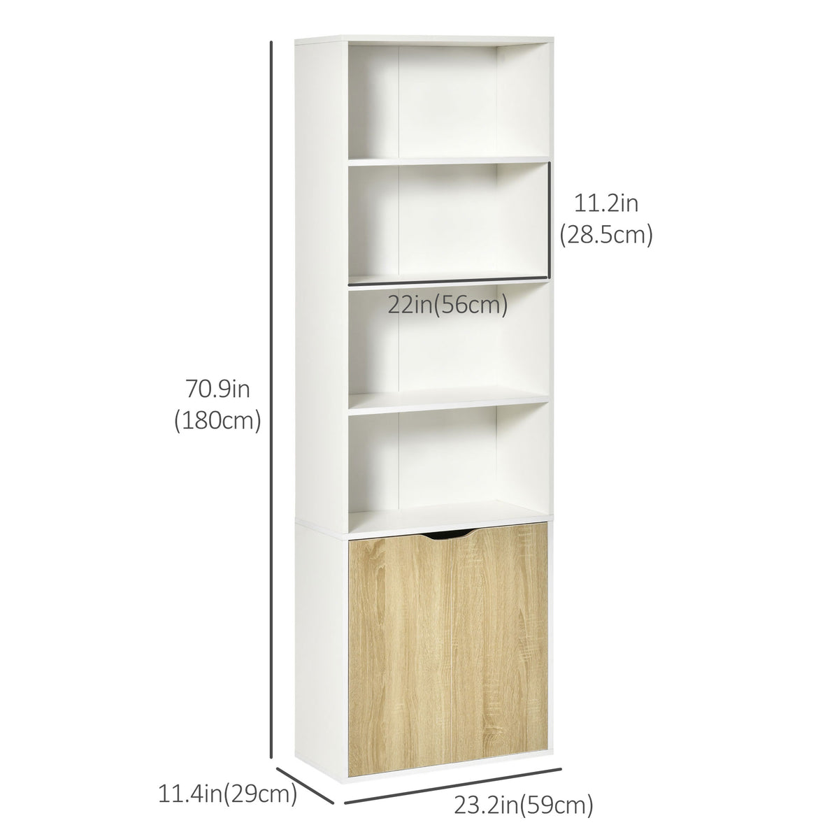 4-Tier Open Bookshelf with Doors Modern Home Office Bookcase Storage Cabinet for Living Room Bathroom – view 2