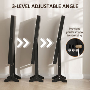 Free Standing Armoire Organizer, Lighted Mirrored Jewelry Cabinet w/ Angle Adjustable & 16 LED Lights Warm – view 26