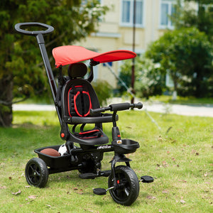 Kids Tricycle 5 In 1 Trike with Reversible Angle Adjustable Seat Removable Handle Canopy Handrail Belt – view 9
