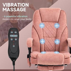 Massage Office Chair, Reclining Computer Chair with Adjustable Height and Footrest, Pink