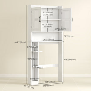Over the Toilet Storage Cabinet, Bathroom Organizer with Adjustable Shelf, Toilet Paper Holder for Bathroom, Laundry
