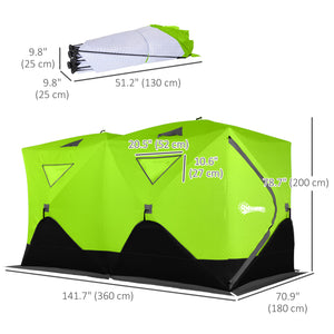 5-8 Person Insulated Ice Fishing Tent Shelter with Ventilation Windows and Carry Bag, for -22℉, Blue