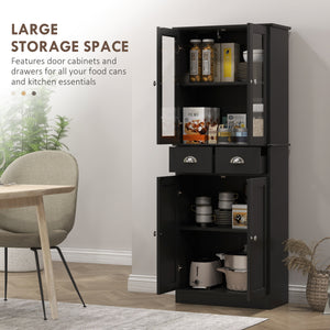61" Kitchen Pantry Cabinet, Freestanding Farmhouse Buffet Storage Cabinet with Soft Close Glass Doors and – view 3