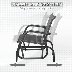 Patio Glider Set of 2 Outdoor Glider Chair with Breathable Mesh Seat & Backrest, Armrests and Metal Frame, Black