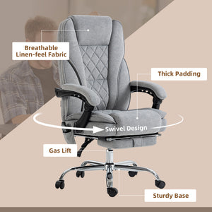 Massage Office Chair, Reclining Computer Chair with Adjustable Height and Footrest, Grey