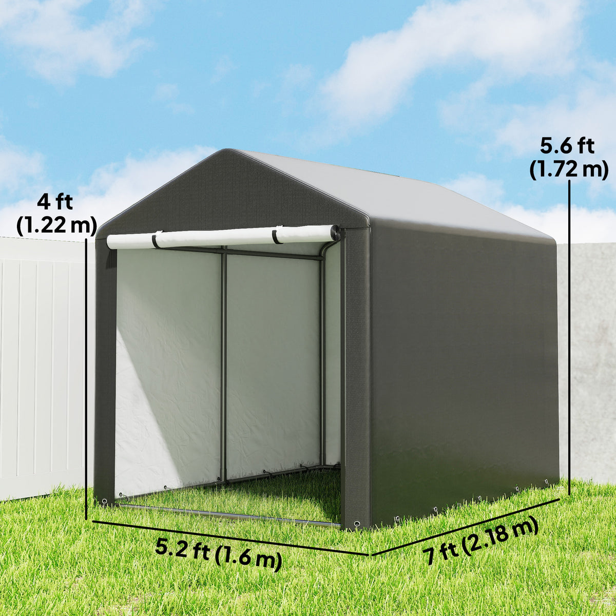 Portable Bicycle Shed with Galvanised Steel Frame and Large Door, Waterproof Outdoor Shed for Garden Tools – view 2