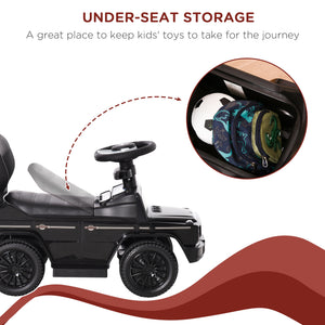 Aosom Mercedes-Benz G350 Licensed Push Car, 3-in-1 Toddler Sliding Car with Horn, Steering, Foot Rest, Seat Storage