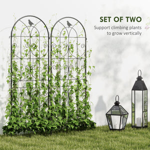 Set of 2 Metal Garden Trellis, Decorative Trellis Panels, Bird Design, 120 x 50 cm, Black – view 10