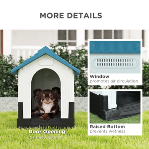 Outside Dog Kennel House with Windows, Base Support, for Garden Patio, Miniature Dogs, 64.5 x 57 x 66cm – view 6