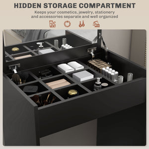 Modern Vanity Set with Makeup Table and Cushioned Stool – view 11