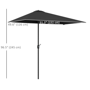 8ft Half Umbrella Outdoor Balcony Parasol Patio Garden Outdoor Window Sun Shade w/ 5 Ribs Beige – view 30