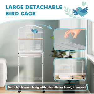 62" Rolling Bird Cage Cockatoo House Play Top Finch Pet Supply with Storage Shelf, Wheels - Black – view 24